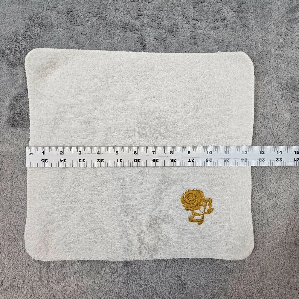 Vintage Dundee Rose‎ Gold Embroidered Towel Set 1 Bath 1 Hand 2 Washcloths USA